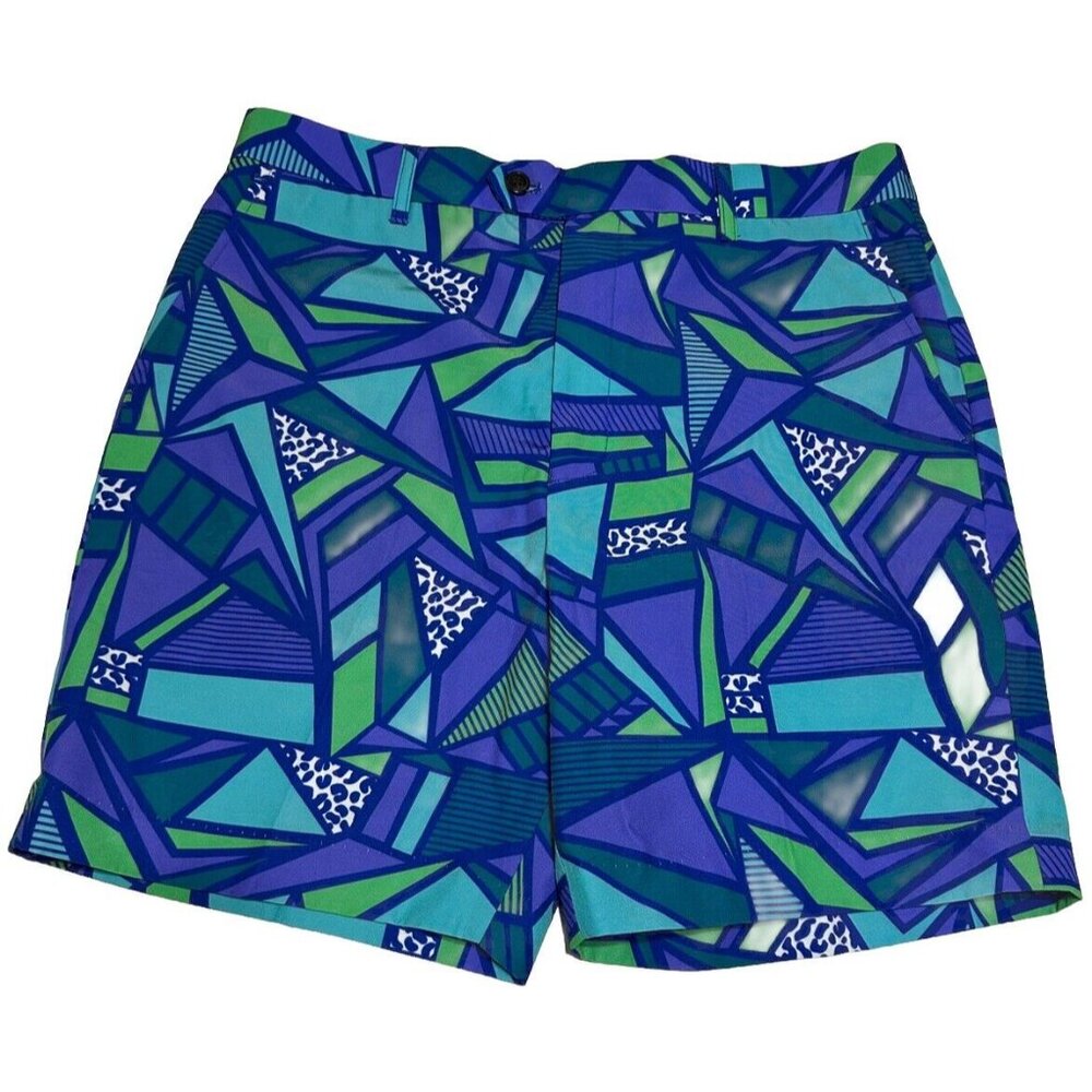 Shinesty Golf Shorts Men’s 32 X 6.5” Flat All over Pattern Colorful